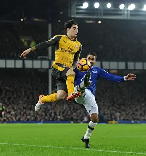 Everton V Arsenal 2016-17 Prints: Bellerin vs Lennon: Intense Battle at Goodison Park - Everton vs Arsenal