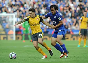 Leicester City V Arsenal 2016-17 Prints: Bellerin vs. Okazaki: A Football Battle at The King Power Stadium (Arsenal vs)