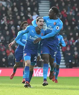 AFC Bournemouth V Arsenal 2017-18 Prints: Bellerin and Welbeck Celebrate Arsenal's Goal Against Bournemouth