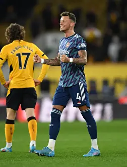 Wolverhampton Wanderers V Arsenal 2021-22 Prints: Ben White's Thrilling Goal Celebration: Arsenal's Victory Over Wolverhampton Wanderers