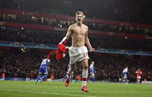 Arsenal V Dynamo Kyiv 2008-9 Prints: Bendtner's Thrilling Goal: Arsenal Takes 1-0 Lead Against Dynamo Kyiv in Champions League