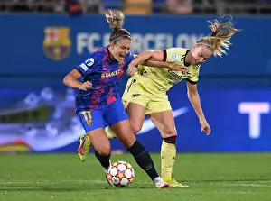 Barcelona V Arsenal Women 2021-22 Prints: Beth Mead vs. Alexia Putellas: A Battle in the UEFA Women's Champions League between FC Barcelona and Arsenal WFC