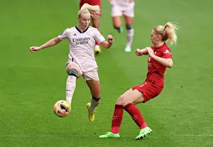 Liverpool Women V Arsenal Women 2022-23 Prints: Beth Mead vs. Ceri Holland: Intense Battle in Liverpool Women vs
