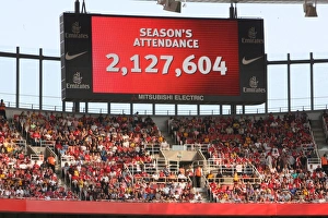 Big screen shows the Emirates attendance for the season Big screen shows the Emirates attendance for the season
