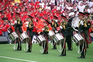 Arsenal v Wigan 2005-06 Collection: The Brass band play on the pitch. Arsenal 4: 2 Wigan Athletic