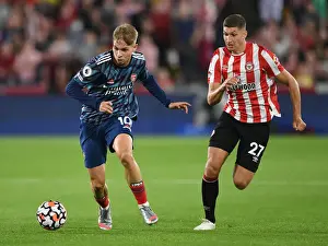 Brentford V Arsenal 2021-22 Prints: Brentford vs Arsenal: Emile Smith Rowe Clashes with Vitaly Janelt in Premier League Showdown