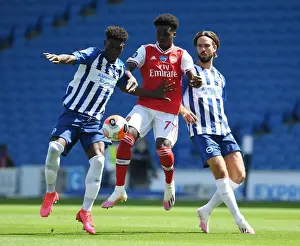 Brighton And Hove Albion V Arsenal 2019-20 Prints: Brighton vs. Arsenal: Empty Stadium Showdown - Bukayo Saka vs. Yves Bissouma