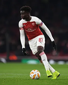 Arsenal V Qarabag 2018-19 Prints: Bukayo Saka in Action: Arsenal vs Qarabag, UEFA Europa League 2018-19