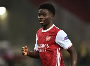 Arsenal V SL Benfica 2020-21 Prints: Bukayo Saka in Action: Arsenal vs SL Benfica, Europa League 2021, Piraeus, Greece
