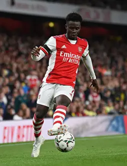 Bukayo Saka in Action: Arsenal's Star Performer Against AFC Wimbledon in Carabao Cup 2021-22