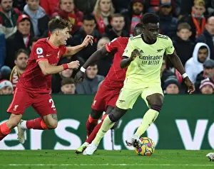 Liverpool V Arsenal 2021-22 Prints: Bukayo Saka Breaks Past Tsimikas: Liverpool vs Arsenal, Premier League 2021-22