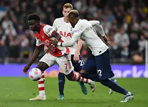 Tottenham Hotspur V Arsenal 2021-22 Prints: Bukayo Saka Faces Off Against Emerson Royal and Kulusevski in Intense Tottenham-Arsenal Clash (Premier League 2021-22)