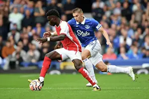 Everton V Arsenal 2023-24 Prints: Bukayo Saka Faces Off Against Vitaliy Mykolenko: Everton vs
