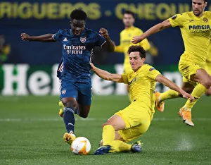 Villarreal V Arsenal 2020-21 Prints: Bukayo Saka Foul by Pau Torres: Villarreal vs