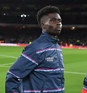 Everton F Prints: Bukayo Saka Gears Up: Arsenal vs. Everton, 2022-23 Premier League Showdown