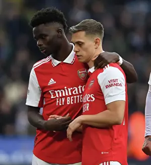 Leicester City V Arsenal 2022-23 Prints: Bukayo Saka and Leandro Trossard Face Off: Leicester City vs