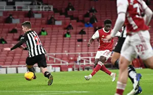 Arsenal V Newcastle United 2020-21 Prints: Bukayo Saka Scores Arsenal's Second Goal Against Newcastle United in Empty Emirates Stadium (2020-21)