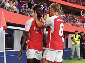 Arsenal V FC Barcelona Pre Season - 2023-24 Prints: Bukayo Saka Scores First Arsenal Goal Against Barcelona: 2023-24 Pre-Season Victory at SoFi Stadium