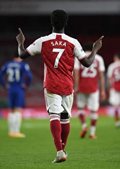 Arsenal v Chelsea 2020-21 Collection: Bukayo Saka Scores His Third Goal: Arsenal's Victory Over Chelsea in the 2020-21 Premier League