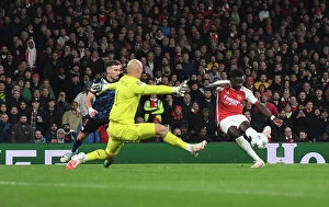 Arsenal v Sevilla 2023-24 Collection: Bukayo Saka Scores His Second Goal: Arsenal's Victory in the 2023-24 UEFA Champions League vs