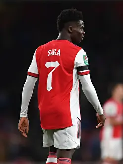 Arsenal V AFC Wimbledon 2021-22 Prints: Bukayo Saka Shines: Arsenal's Dominant Performance Against AFC Wimbledon in Carabao Cup