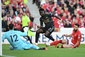 Bukayo Saka Takes Aim: Nottingham Forest vs. Arsenal FC, Premier League 2022-23