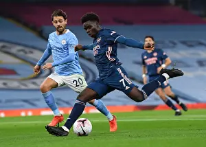 Bukayo Saka vs Bernardo Silva: Intense Moment at the Etihad - Manchester City vs Arsenal, 2020-21 Premier League