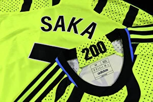 Images Dated 5th December 2023: Bukayo Saka's Milestone 200th Arsenal Appearance Shirt: Luton Town vs Arsenal (2023-24)