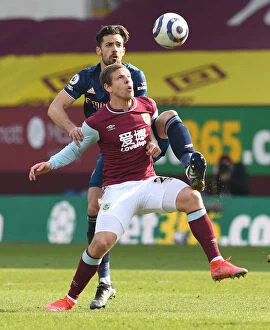 Burnley v Arsenal 2020-21 Collection: Burnley vs. Arsenal: Pablo Mari Clashes with Matej Vydra in Empty Turf Moor, Premier League 2020-21