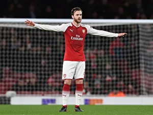 Arsenal V BATE Borisov 2017-18 Prints: Calum Chambers in Action: Arsenal vs BATE Borisov, UEFA Europa League