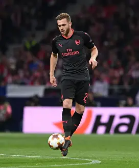 Atletico Madrid V Arsenal 2017-18 Prints: Calum Chambers in Action: Arsenal's Europa League Showdown against Atletico Madrid (2018)