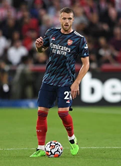 Images Dated 14th August 2021: Calum Chambers in Action: Brentford vs Arsenal, Premier League 2021-22