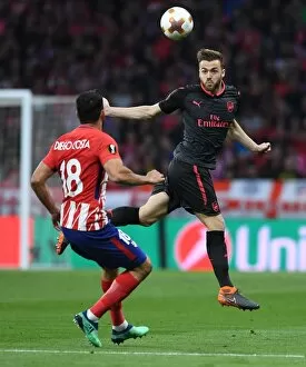 Atletico Madrid v Arsenal 2017-18 Collection: Calum Chambers (Arsenal) Diego Costa (Atletico)