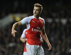 Tottenham Hotspur V Arsenal Capital One Cup 2015/16 Prints: Calum Chambers Battle: Arsenal vs. Tottenham in the Capital One Cup