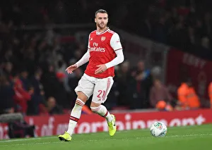 Arsenal V Nottingham Forest Carabao Cup 3rd Rd 2019-20 Prints: Calum Chambers Battle: Arsenal vs Nottingham Forest in the Carabao Cup at Emirates Stadium
