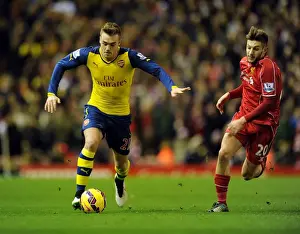 Calum Chambers Breaks Past Adam Lallana: Intense Moment from the Liverpool vs. Arsenal Premier League Clash (2014/15)