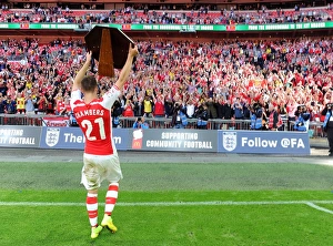 Arsenal V Manchester City - FA Community Shield 2014/15 Prints: Calum Chambers Celebrates Arsenal's FA Community Shield Victory over Manchester City