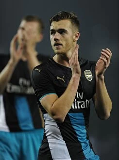 Sheffield Wednesday v Arsenal - Capital One Cup 2015-16 Collection: Calum Chambers Celebrates Arsenal's Victory Over Sheffield Wednesday with a Heartfelt Applause to