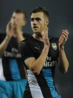 Sheffield Wednesday V Arsenal - Capital One Cup 2015-16 Prints: Calum Chambers Celebrates Arsenal's Victory Over Sheffield Wednesday with a Heartfelt Applause to Fans