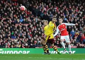 Arsenal V Burnley FA Cup 4th Rd 2016 Prints: Calum Chambers Scores the First Goal: Arsenal Triumphs Over Burnley in FA Cup Fourth Round