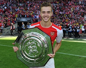 Arsenal V Manchester City - FA Community Shield 2014/15 Prints: Calum Chambers Triumphant Moment: Arsenal vs Manchester City - FA Community Shield 2014/15