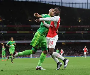 Arsenal Sunderland 2015-16 Prints: Campbell vs. Kaboul: A Battle of Strength and Determination in the Arsenal vs