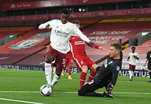 Liverpool v Arsenal - Carabao Cup 2020-21 Collection: Carabao Cup Drama: Nketiah's Penalty Saved by Adrian - Liverpool vs Arsenal