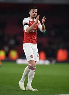 Arsenal V Blackpool Carabao Cup 2018-19 Prints: Carl Jenkinson Celebrates Carabao Cup Victory with Arsenal Fans