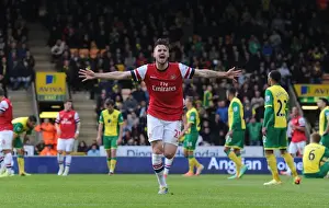 Norwich City V Arsenal 2013-14 Prints: Carl Jenkinson Scores the Second Goal: Norwich City vs. Arsenal, Premier League 2013-14