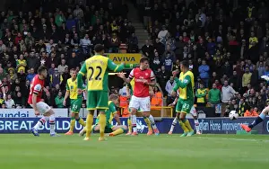 Norwich City V Arsenal 2013-14 Prints: Carl Jenkinson Scores the Second: Norwich City vs Arsenal, Premier League 2013-14