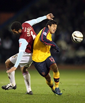 Images Dated 2nd December 2008: Carlos Vela (Arsenal) Clarke Carlisle (Burnley)