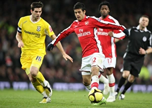 Images Dated 16th February 2009: Carlos Vela (Arsenal) Joe Ledley (Cardiff)