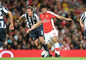 Arsenal v West Bromwich Albion - Carling Cup 2009-10 Collection: Carlos Vela (Arsenal) Jonas Olsson (WBA)