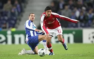 FC Porto v Arsenal 2008-9 Collection: Carlos Vela (Arsenal) Lisandro (FC Porto)